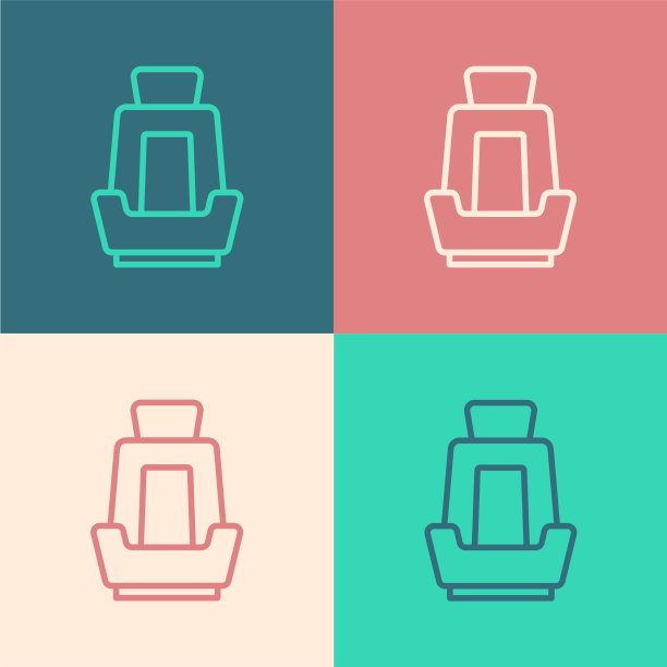 波普艺术线汽车座椅图标隔离的颜色图片下载