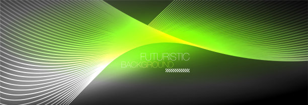 抽象的霓虹灯在黑暗中发出波浪般的光图片下载