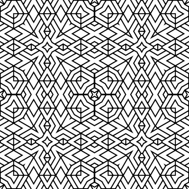 漂亮的装饰性几何无缝瓷砖图案插图图片下载