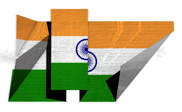 手绘的印度国旗在平面几何风格的白色背景图片下载