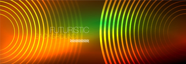 暗抽象背景与发光的霓虹灯圈图片下载