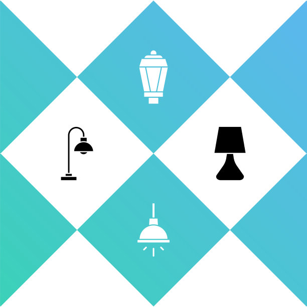 设置落地灯、吊灯、花园灯和餐桌图片下载