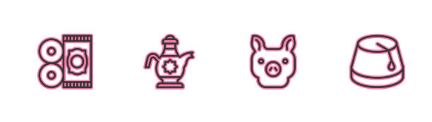 设线传统地毯猪伊斯兰茶壶图片下载