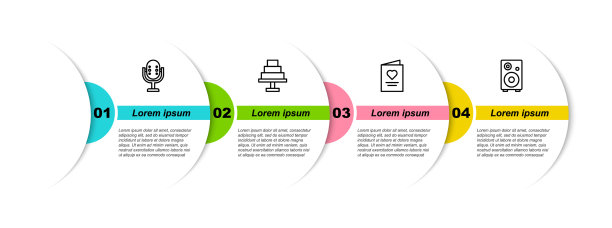 设线麦克风蛋糕明信片与心图片下载