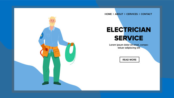 电工维修人员修理断线图片下载