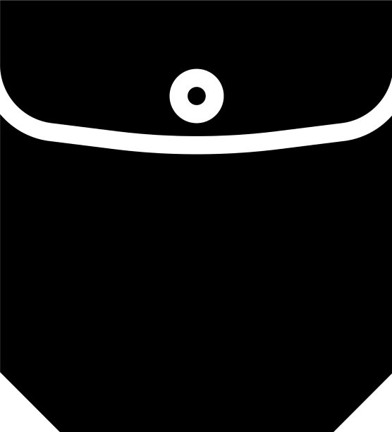 贴片口袋贴边顶部和皮瓣字形图标图片下载