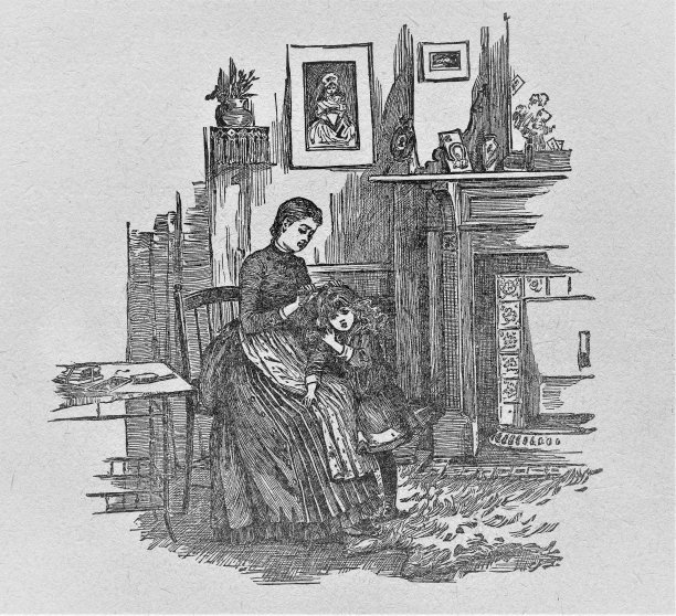 妈妈给女孩刷头发图片下载