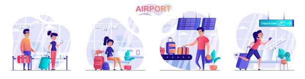 机场概念场景设置乘客图片下载