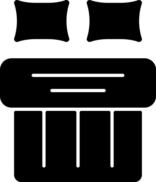 双人床设置黑色字形图标图片下载