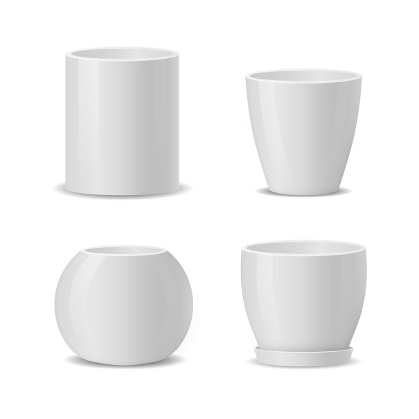设置现实白色陶瓷花盆图片下载