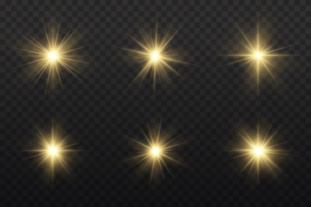星星闪烁着光芒，黄色的阳光。图片下载