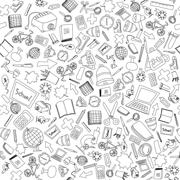 回到学校的无缝模式。适合纺织面料设计，包装纸和网站壁纸图片下载