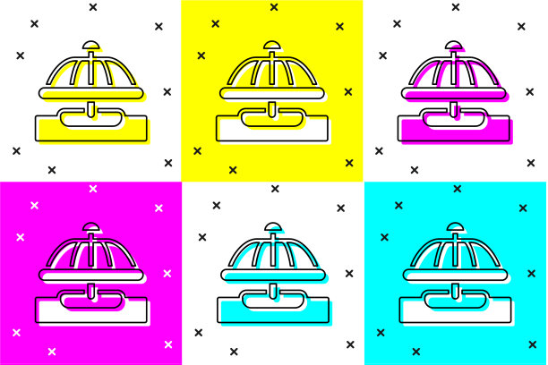 设置吸引旋转木马图标孤立的颜色图片下载