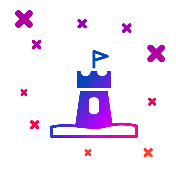 彩色沙塔图标孤立在白色的背景图片下载