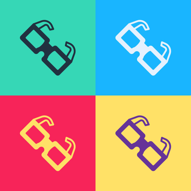 流行艺术眼镜图标孤立的颜色图片下载