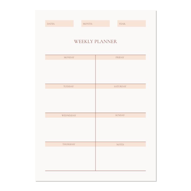 每周计划模板。组织者页面有效的计划事务和会议为一周。图片下载