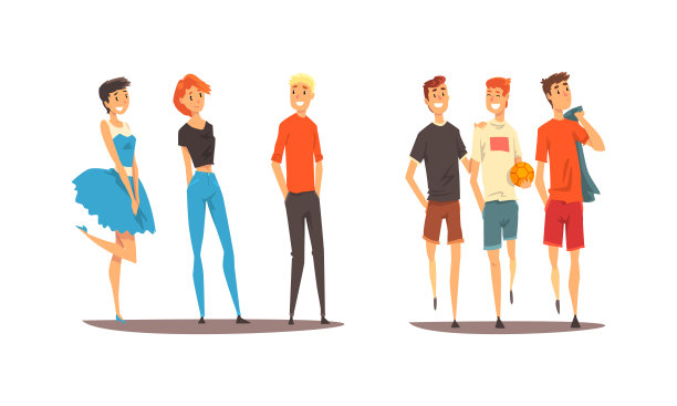 朋友的公司花时间在一起聊天和散步向量集图片下载