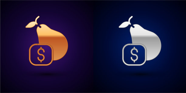 金银价格标签为梨图标孤立图片下载