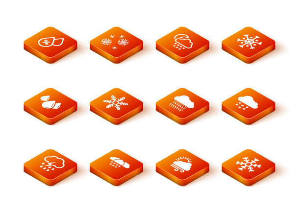 集云与雨和闪电，雪，水滴，雪花，风天气和图标。向量图片下载