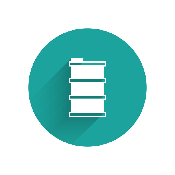 白桶石油图标孤立与长阴影图片下载