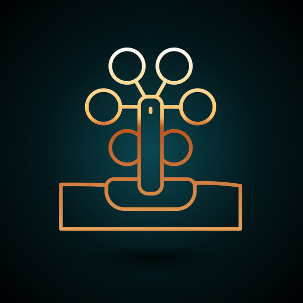 金线摩天轮图标孤立在深蓝色图片下载