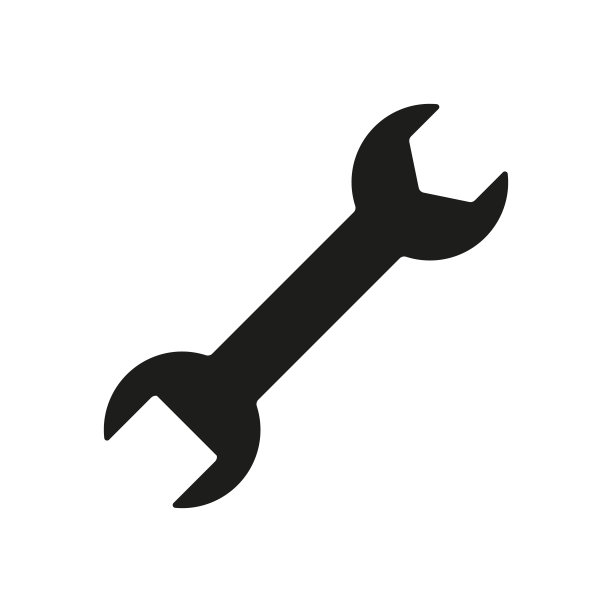 扳手图标。修复黑色剪影象形图。图片下载
