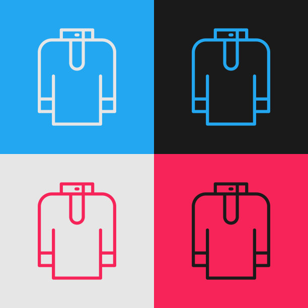 波普艺术线衬衫kurta图标孤立的颜色图片下载