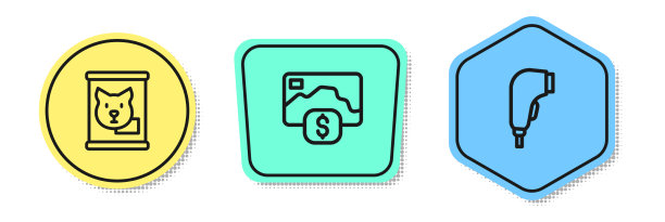 设置罐头食品信用卡和扫描仪线图片下载