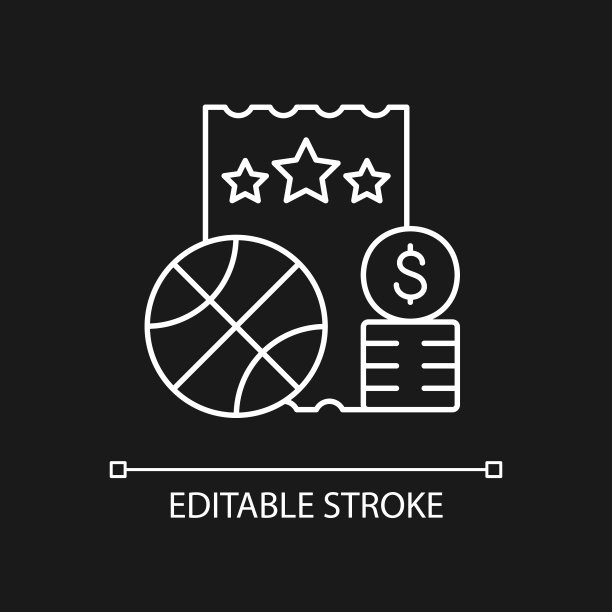 运动彩票白色线性图标为黑色主题图片下载