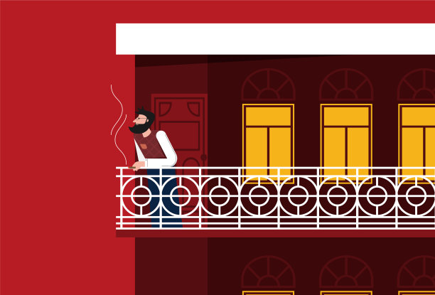 扁平的卡通人物抽烟图片下载