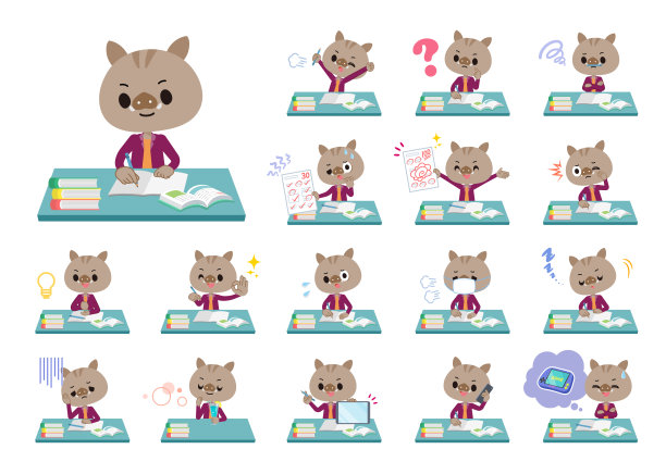 一组野猪男孩在学习图片下载