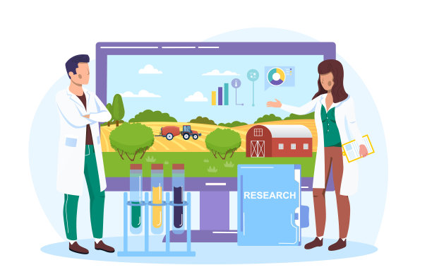 农学家观察收割庄稼的过程图片下载