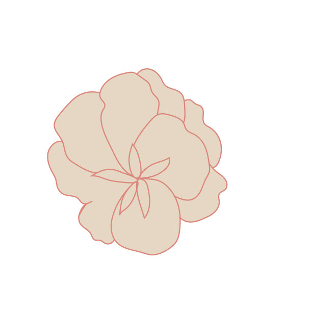 棕色米色裸花一条线画线图片下载