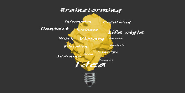 灯泡企业设计绘画艺术构思和概念思考创意。为了成功，计划，思考，搜索，分析，沟通，未来的想法，创新的技术现代。图片下载