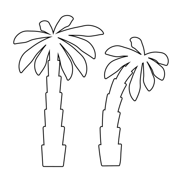 热带海岛上种植着黑色的棕榈树图片下载