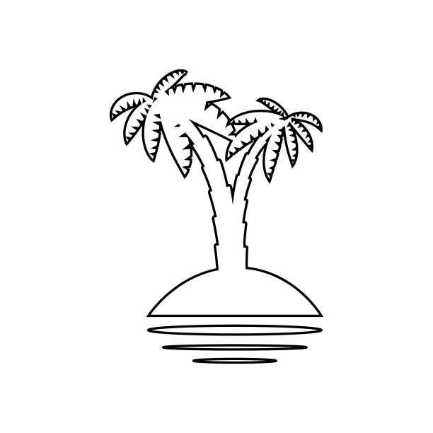 热带海岛上种植着黑色的棕榈树图片下载