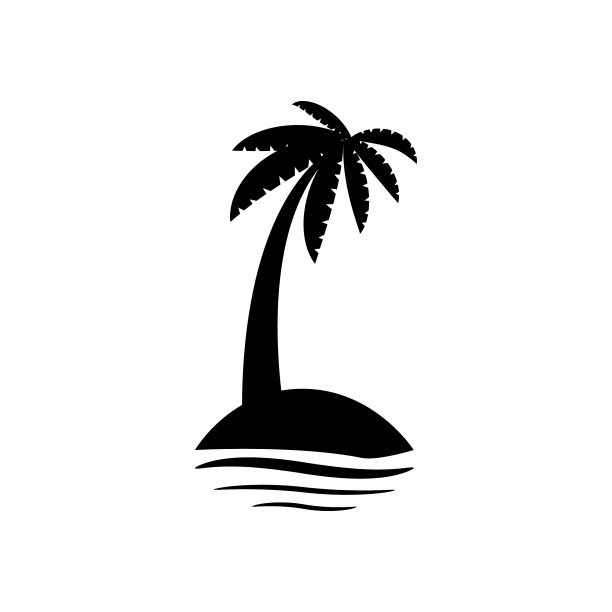 棕榈树，花和草黑色的剪影图片下载