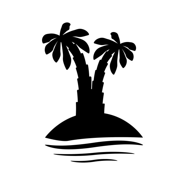 热带棕榈树黑色的轮廓和轮廓图片下载
