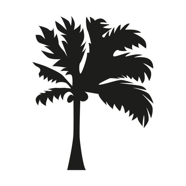 热带棕榈树设置图标黑色剪影图片下载