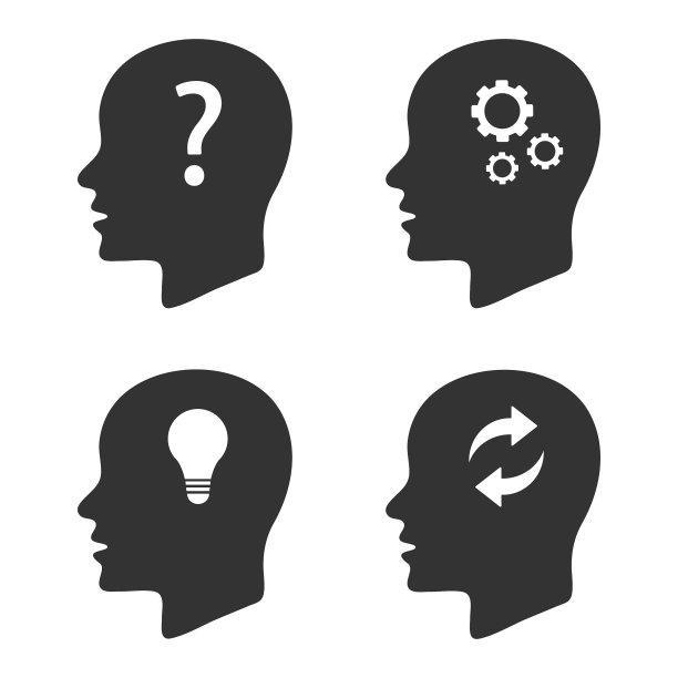 人头剪影和灯泡问题图片下载