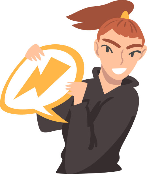 女孩拿着演讲泡着闪电聊天图片下载