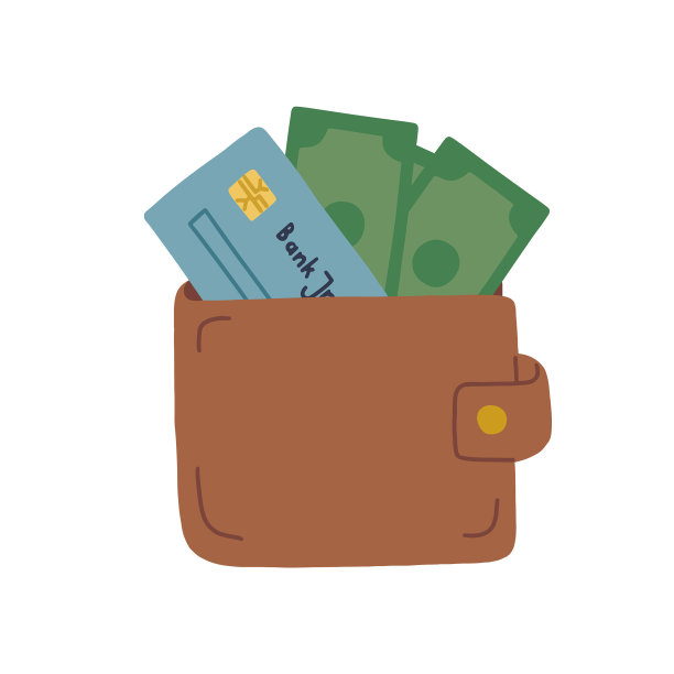 钱包与借记卡和钞票金融图片下载