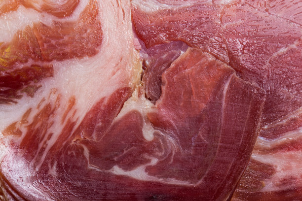 红肉的质感与脂肪的特写。特写镜头图片下载