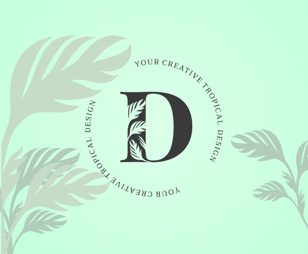 奇异的字母d标志与怪物植物叶子图片下载