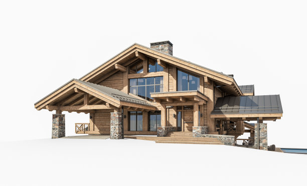 3d渲染的现代舒适的小屋孤立在白色图片下载