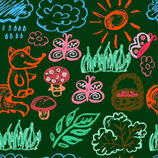 无缝的儿童绘画。彩色蜡蜡笔图片下载