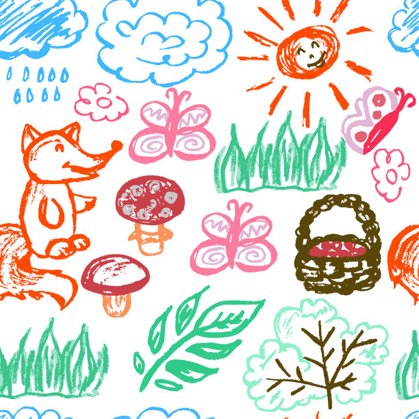 无缝的儿童绘画。彩色蜡蜡笔图片下载