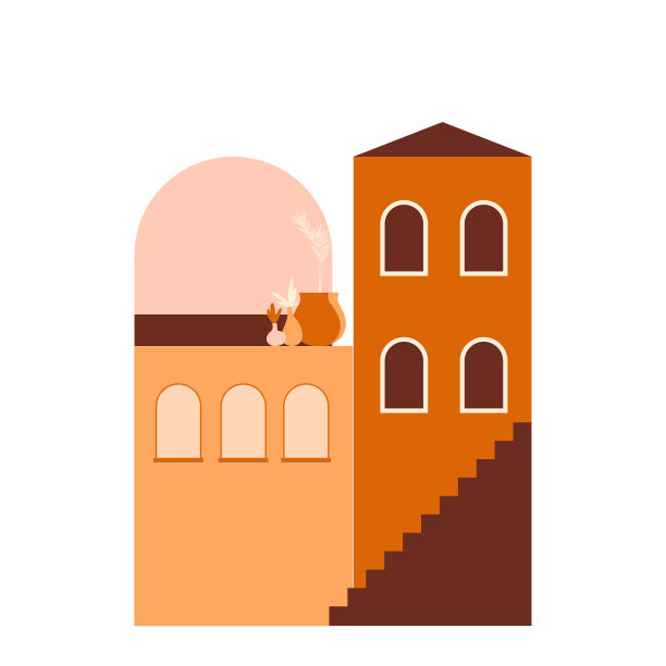 老城古镇建筑民居楼梯街图标元素图案背景图片下载