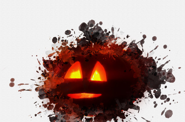 数字水彩画万圣节南瓜。万圣节的南瓜图片下载