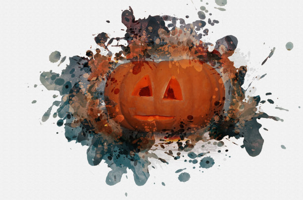 数字水彩画万圣节南瓜。万圣节的南瓜图片下载